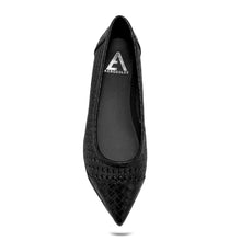 Dala Casual Flat | Black Faux Open Weave