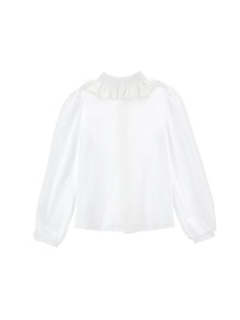 Girls | Stretch Organic Cotton Shirt With Rhinestones | White