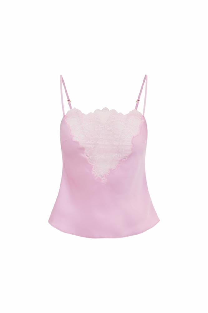 Constantina Satin Lace Cami Top | Pink Magnolia
