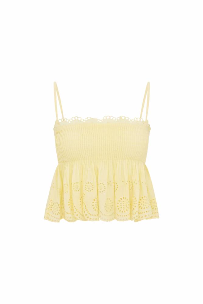 Condie Eyelet Lace Top | Citron