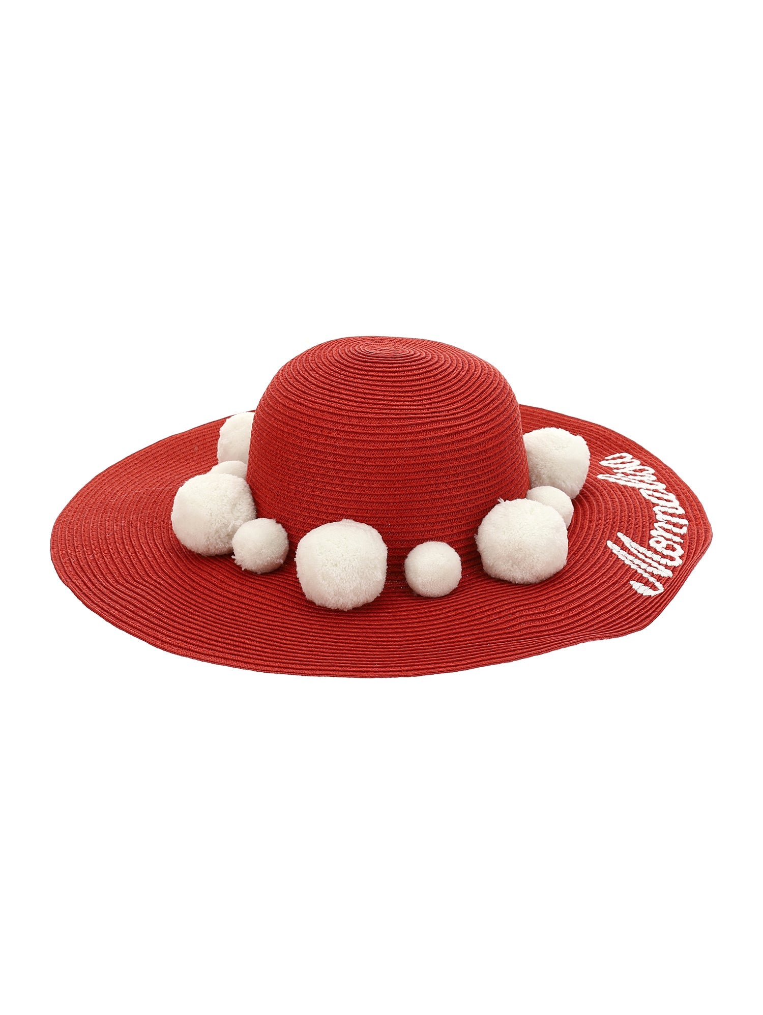 Girls | Straw Hat With Logo | Red