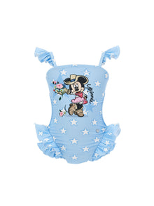 Girls | Minnie Stretch One-Piece Swimsuit | Sky Blue/White