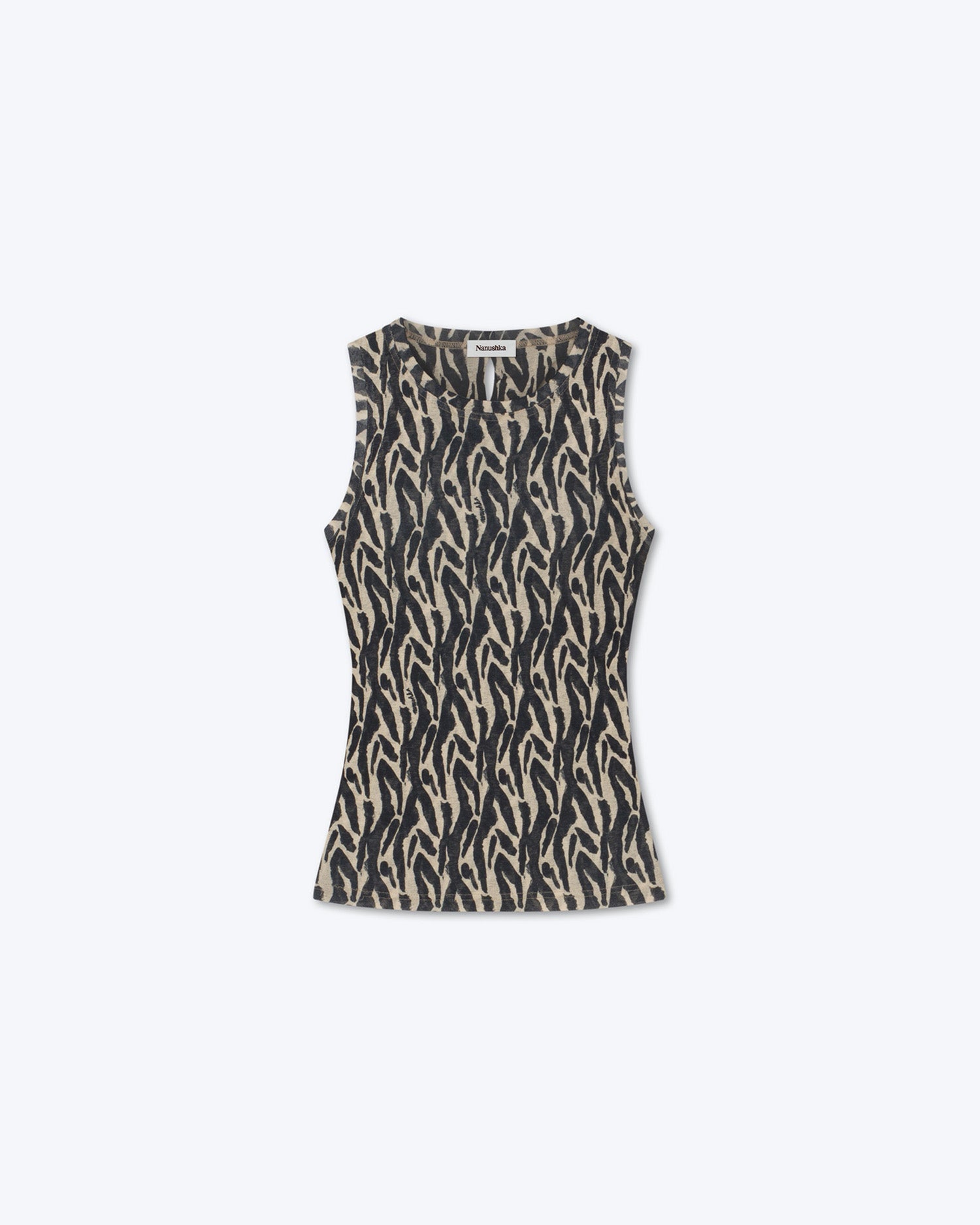 Womens | Safea Printed Mesh-Jersey Tank Top | Brushtroke Animal