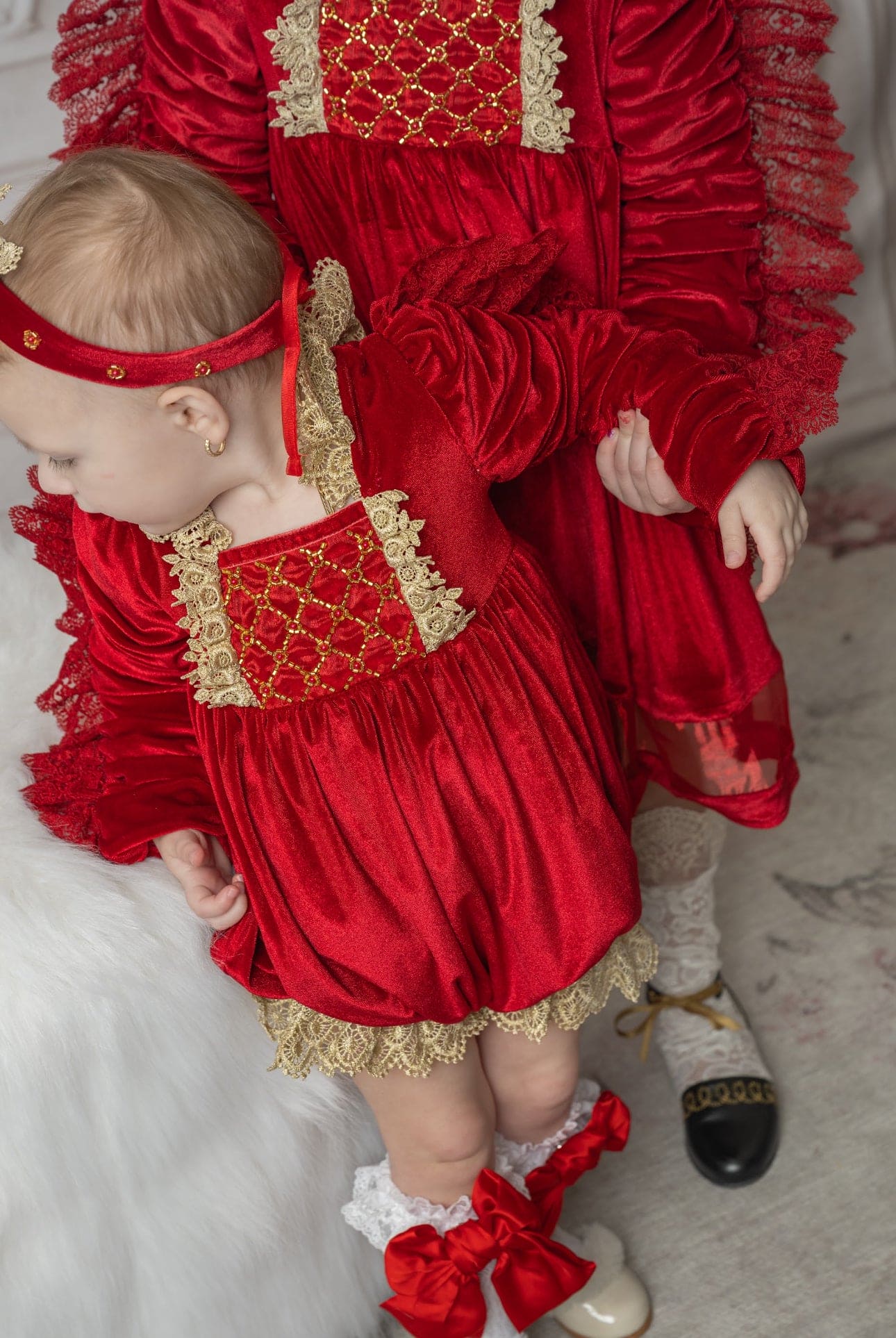 Victoria Red Velvet Romper | Red