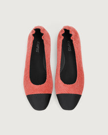 Enfiis Brick Red Twill Square Toe Ballet Flats | Brick Red