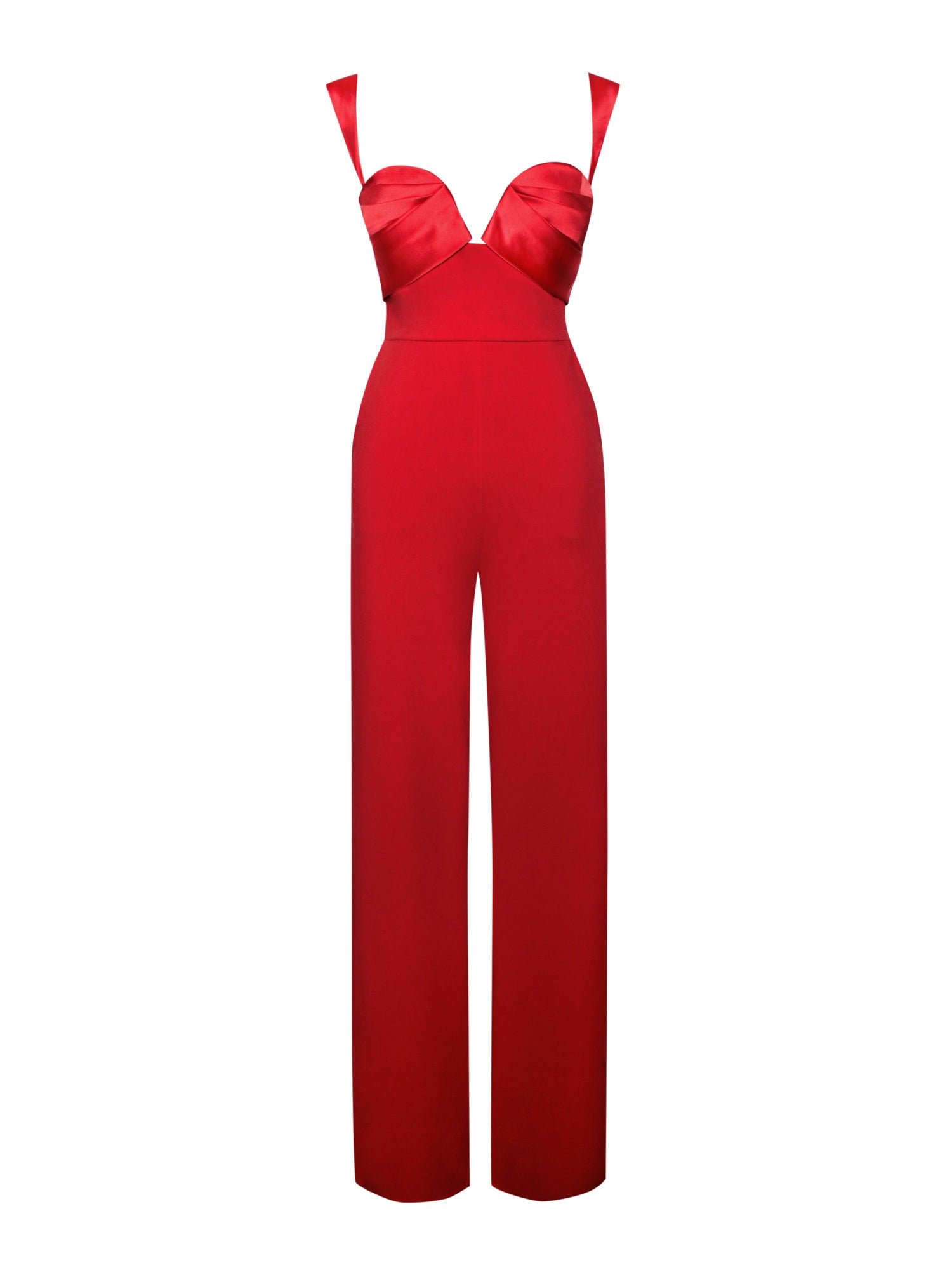 Onika Satin and Crepe Jumpsuit | Red