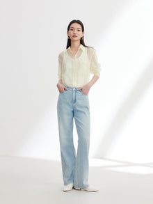 Vintage Straight-Leg Tencel Cotton jean | Blue