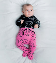 Newborn | A-Z Footed Baggy Pants | Hot Pink
