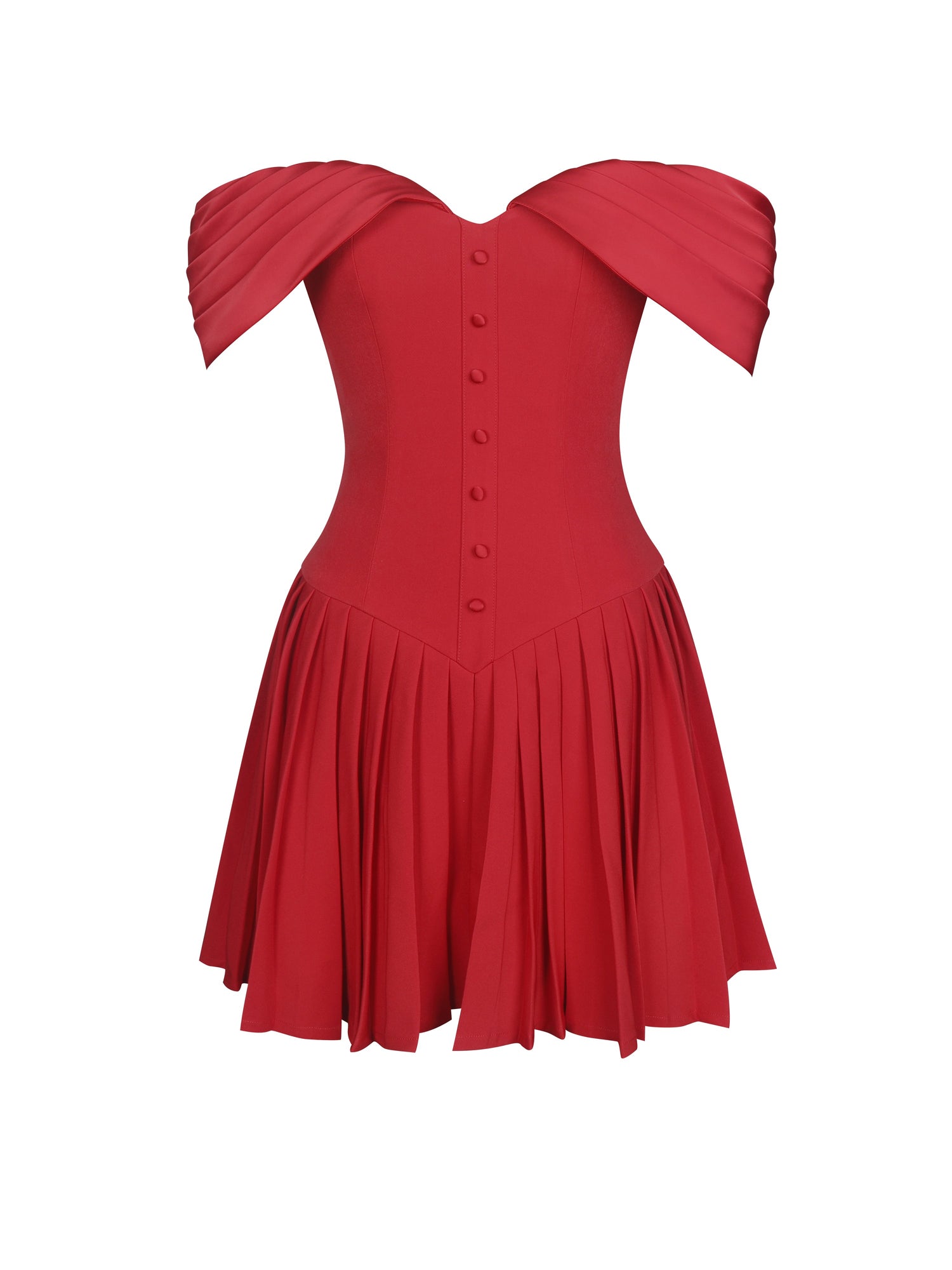 Narelle Off-Shoulder Sweetheart Drop Waist Mini Dress | Crimson