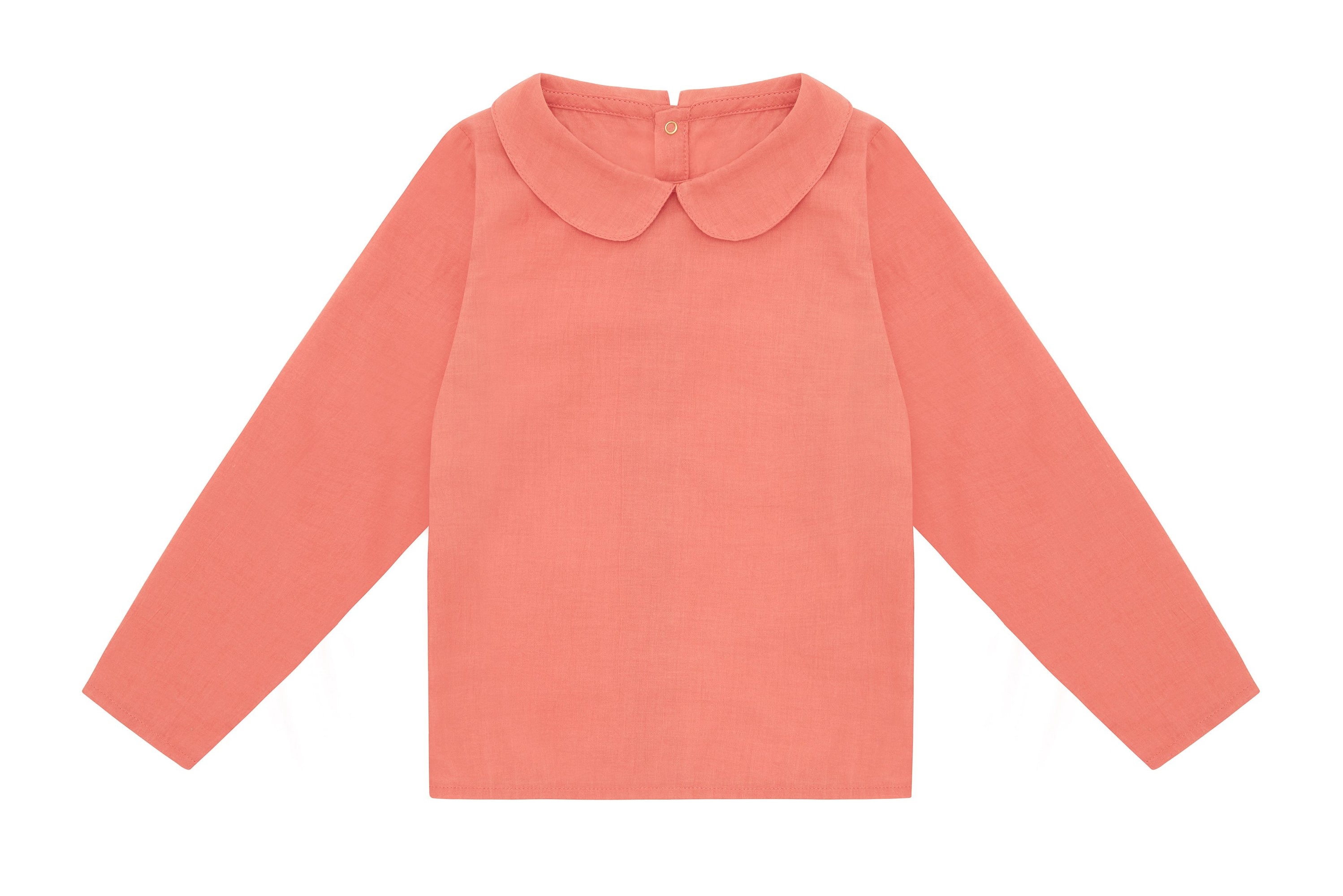 Organic Woven Collared Shirt | Coral - Madder Plant Dye