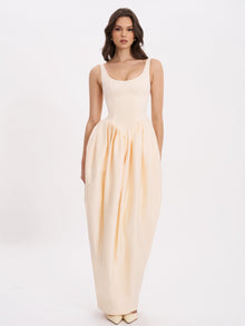 Udana Drop Waist Tulip Gown | Butter Yellow