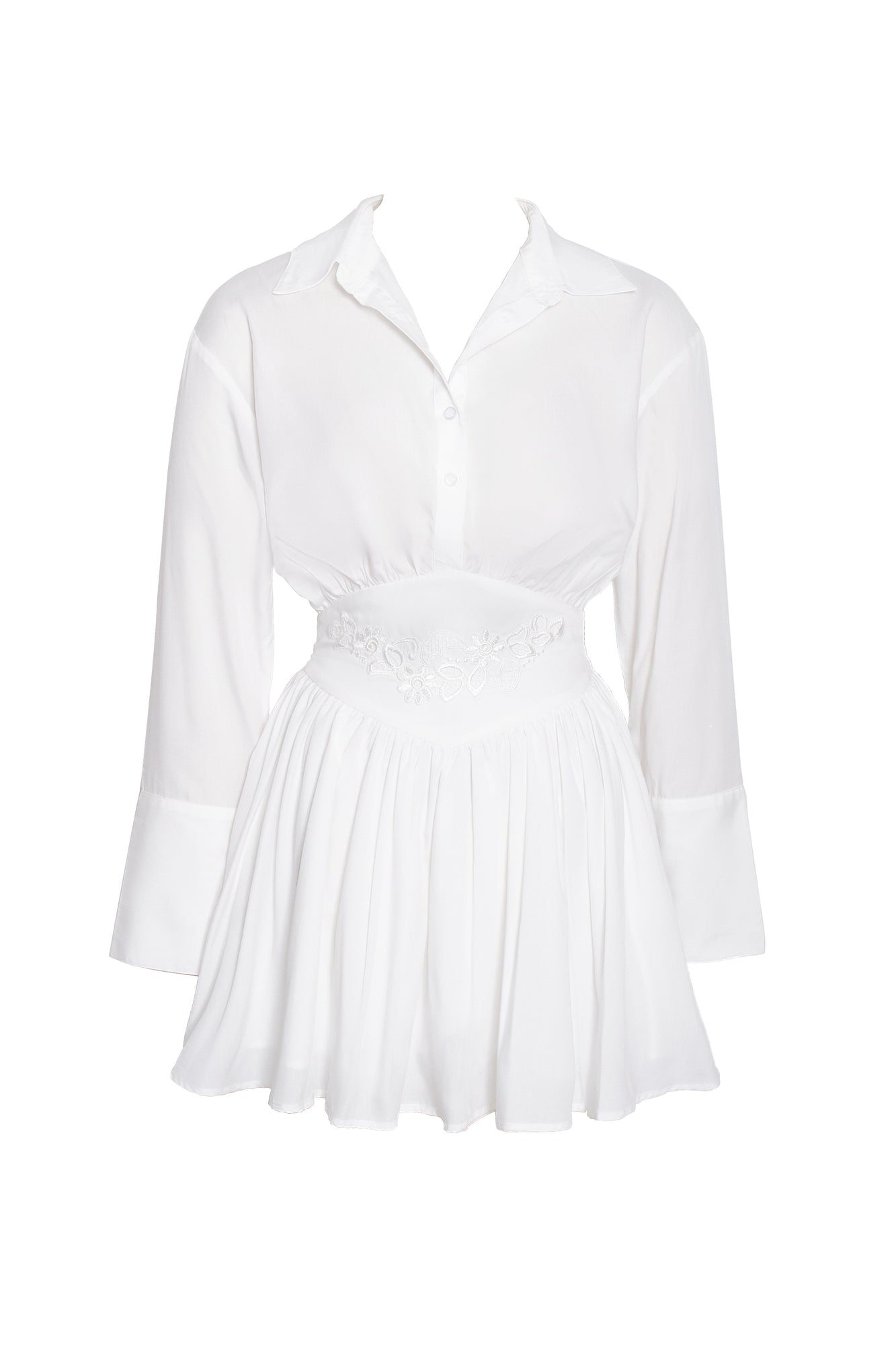 Jamila Lyocell Embroidered Shirt Mini Dress | White