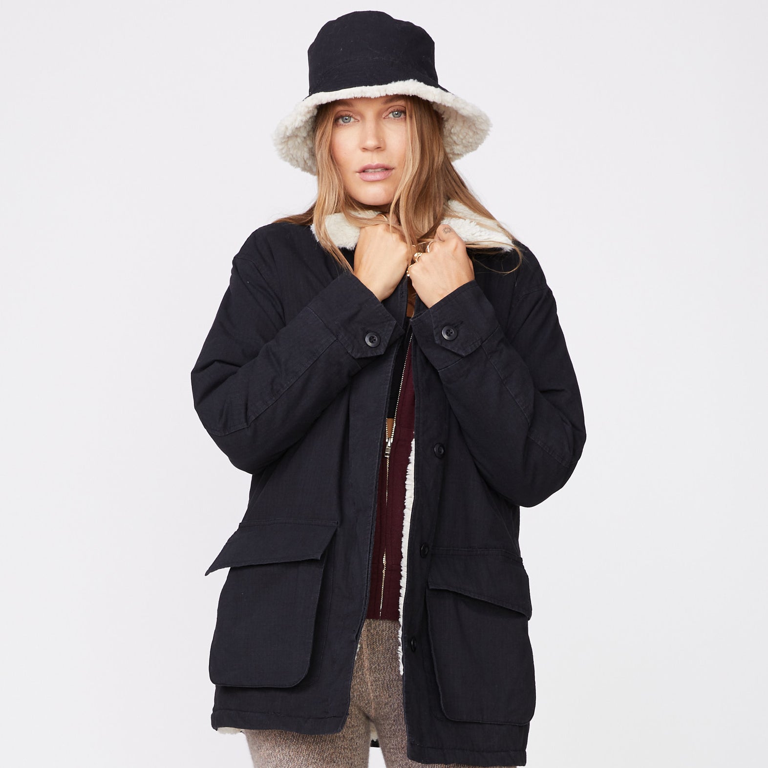 Sherpa Utility Jacket | Women | Faded Black