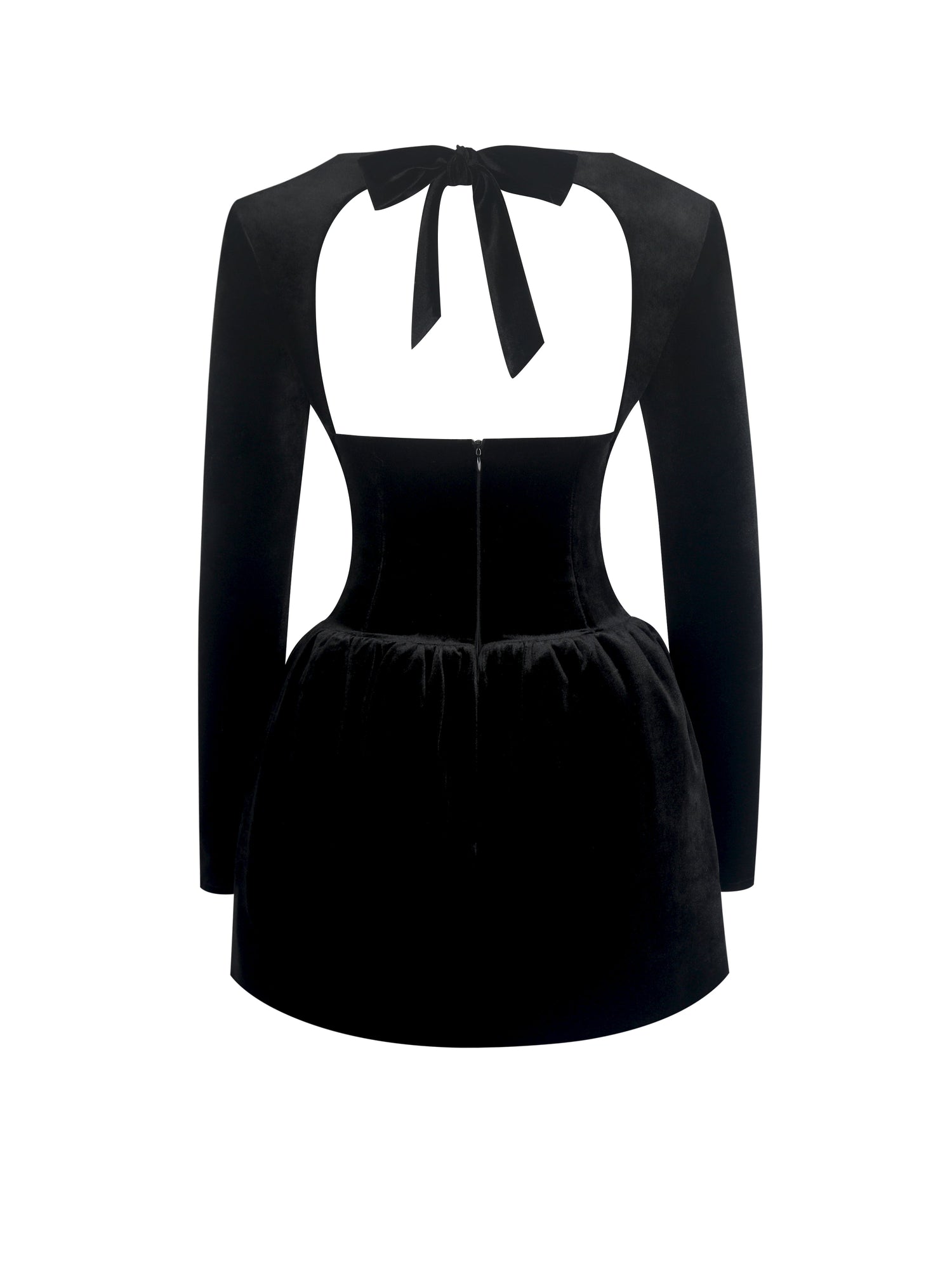 Catrina Velvet Square Neck Bow-Tie Mini Dress | Black