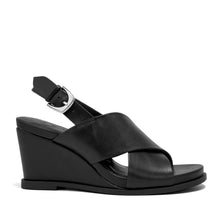 Dayonara Sandal Wedge | Black Faux Calf