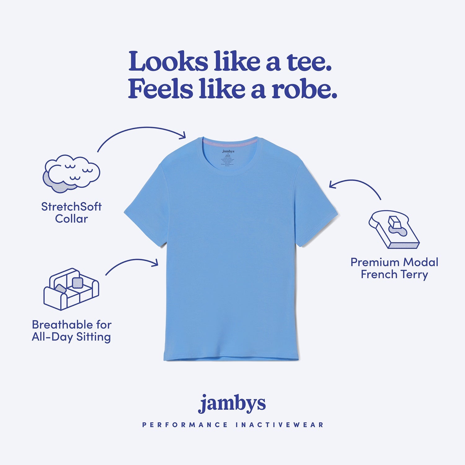 Modal French Terry Lounge Tee | Glacier