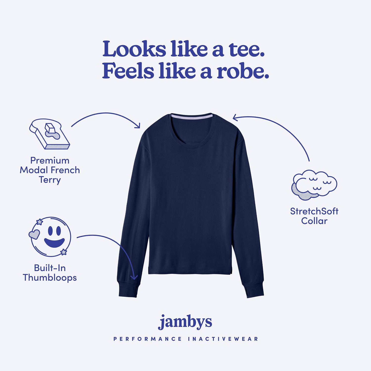 Ultra-Soft French Terry Long-Sleeve Tee | Navy