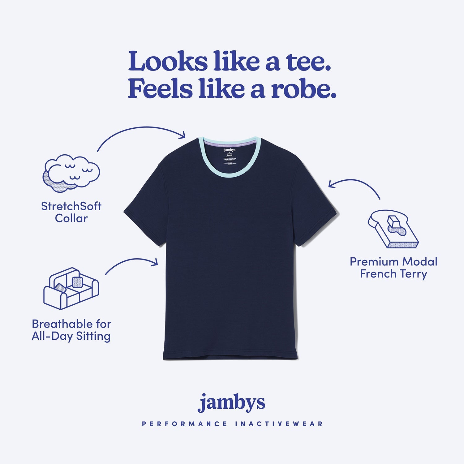 Modal French Terry Lounge Tee | Navy/Mint