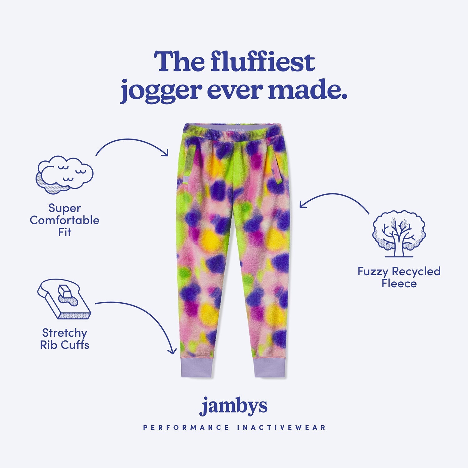 Sherpa Fleece Lounge Joggers | Neon Blur