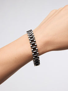 Rhodium Plated Stainless Steel Black Ceramic Watchband Watch Strap Statement Chain Bracelets For Women Ana Luisa Ora Silver Ceramic