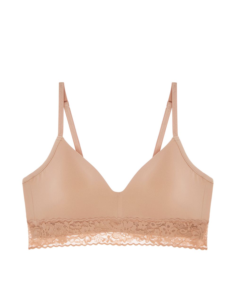 Women | Lace Molded Wireless Bra | Taupe