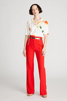 Halston | Levine Top In Printed Habotai | Chalk Blurred Floral