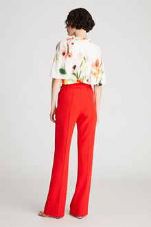 Halston | Levine Top In Printed Habotai | Chalk Blurred Floral