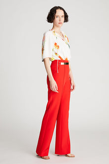 Halston | Levine Top In Printed Habotai | Chalk Blurred Floral