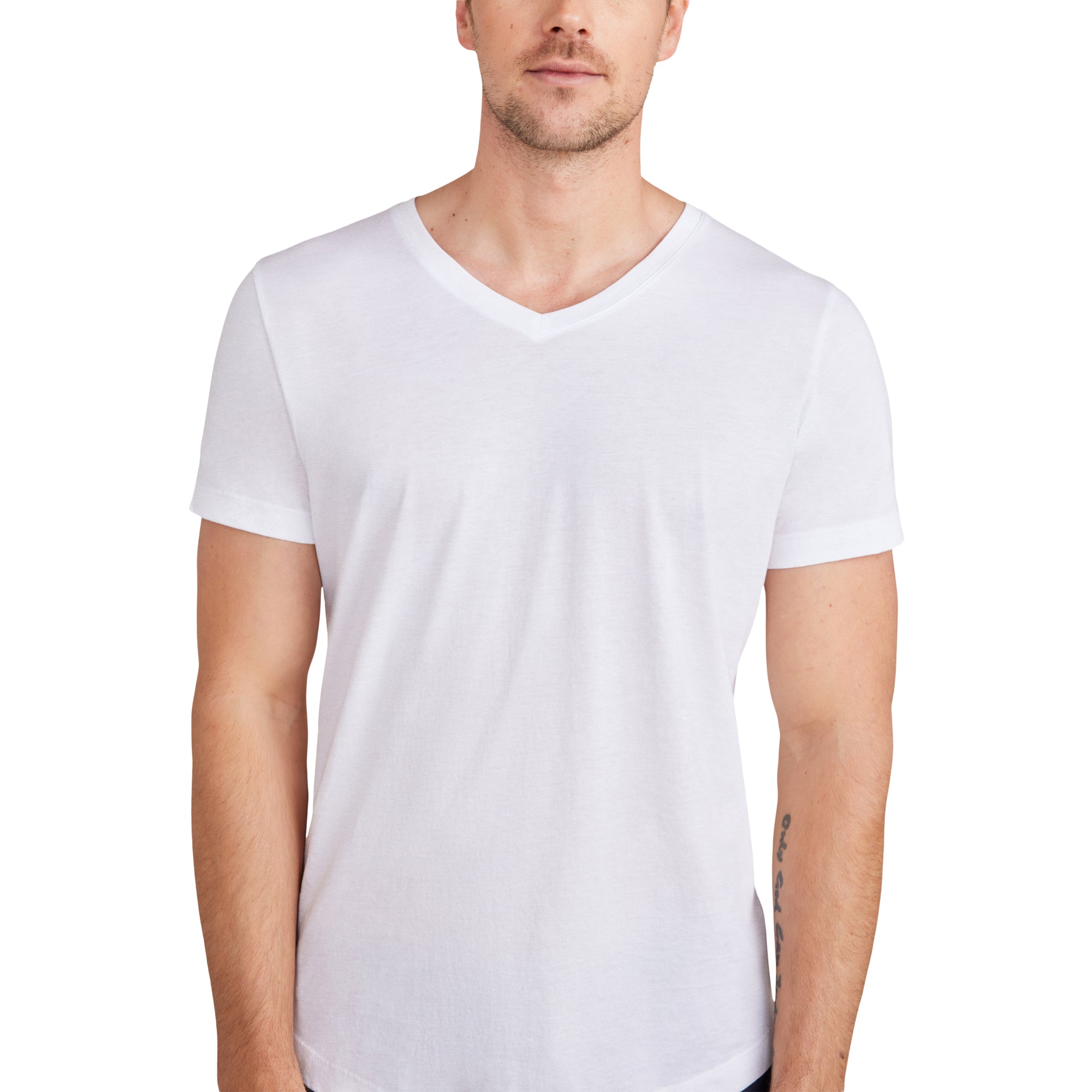 Malibu Collection Men's Washed Jersey Short Sleeve V-Neck | White