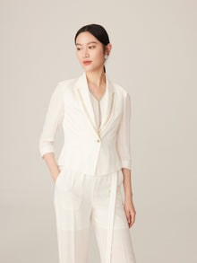 3/4 Sleeve Blazer | White