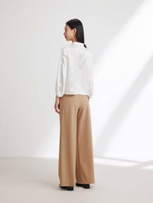 Neo-Chinese Silk Embroidered Stand Collar Shirt | White