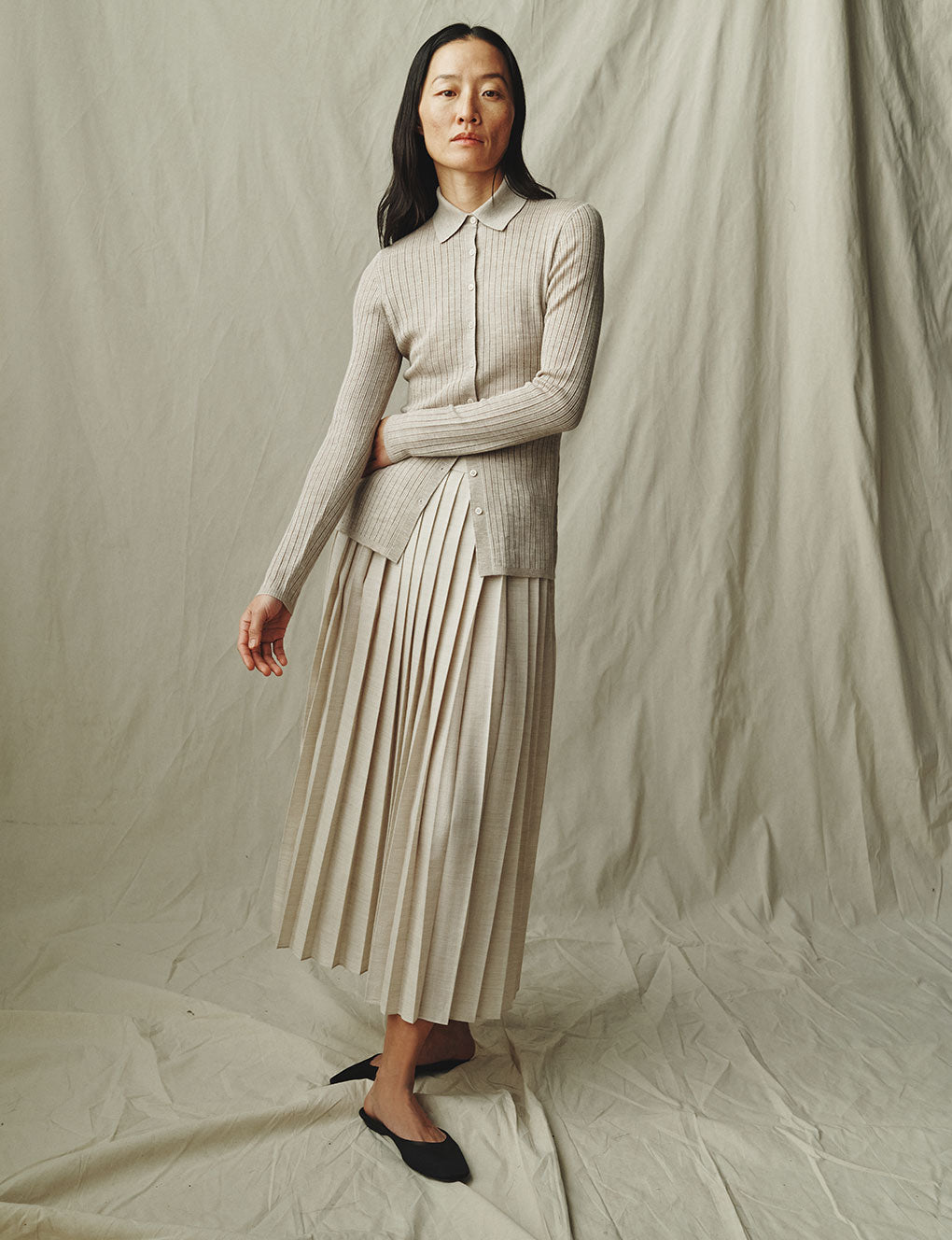 Womens | The Pleated Skirt | Sand