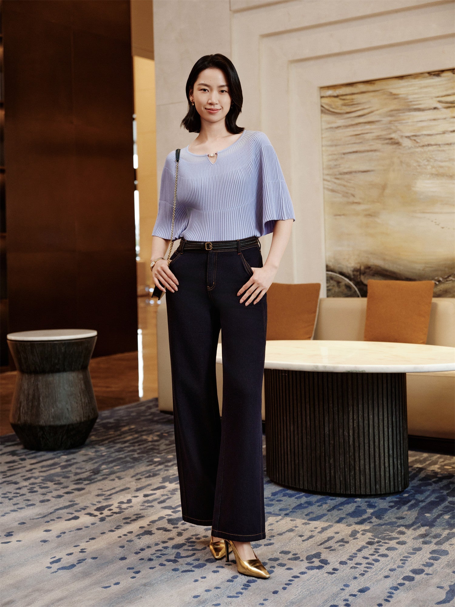 Straight-Leg Embroidered Jeans | Navy