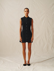 Womens | The Textured Velvet Mini Dress | Black