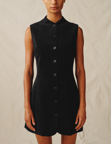 Womens | The Textured Velvet Mini Dress | Black