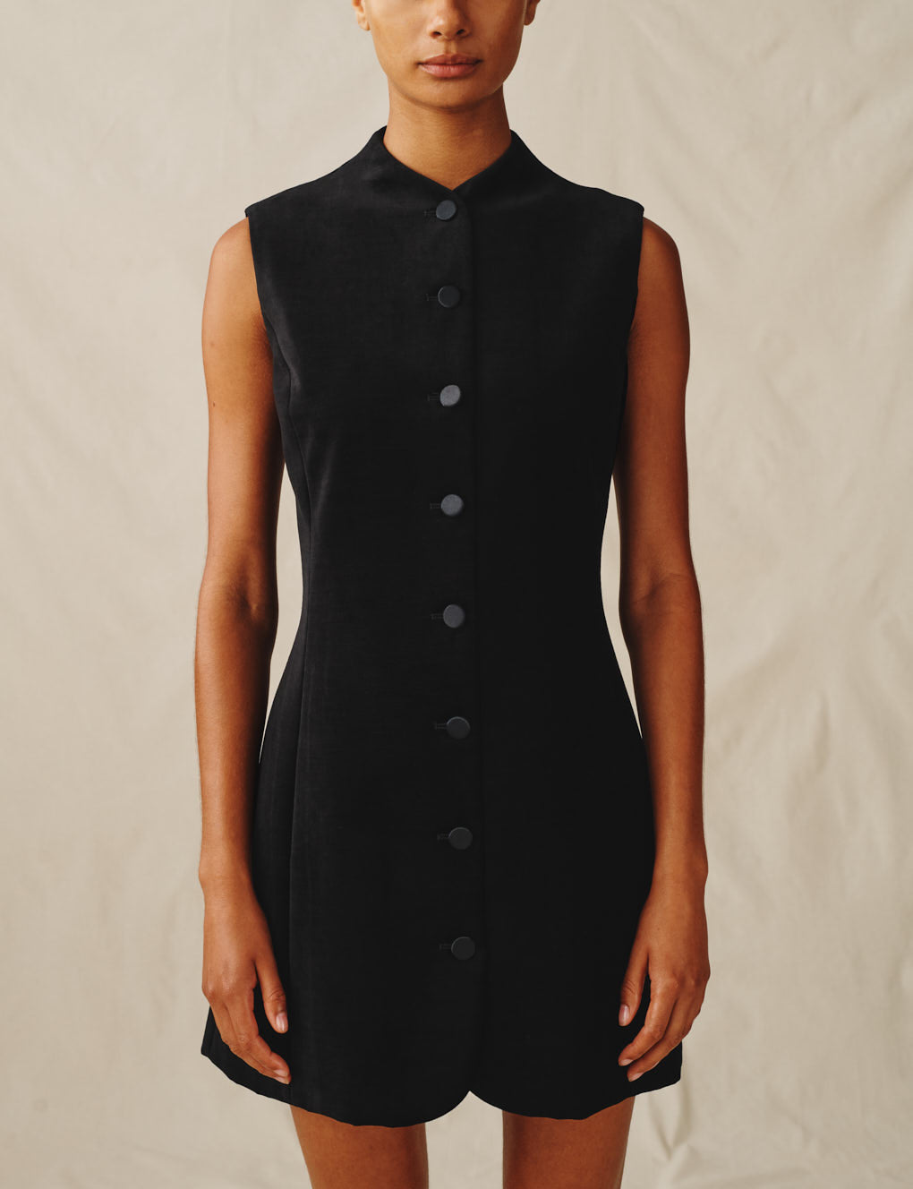 Womens | The Textured Velvet Mini Dress | Black