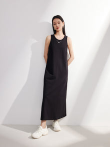 Cotton Sleeveless Dress | Black