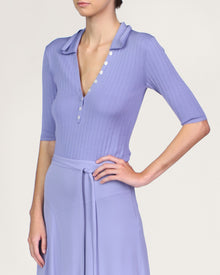 Halston | James Rib Knit Henley | Lavender