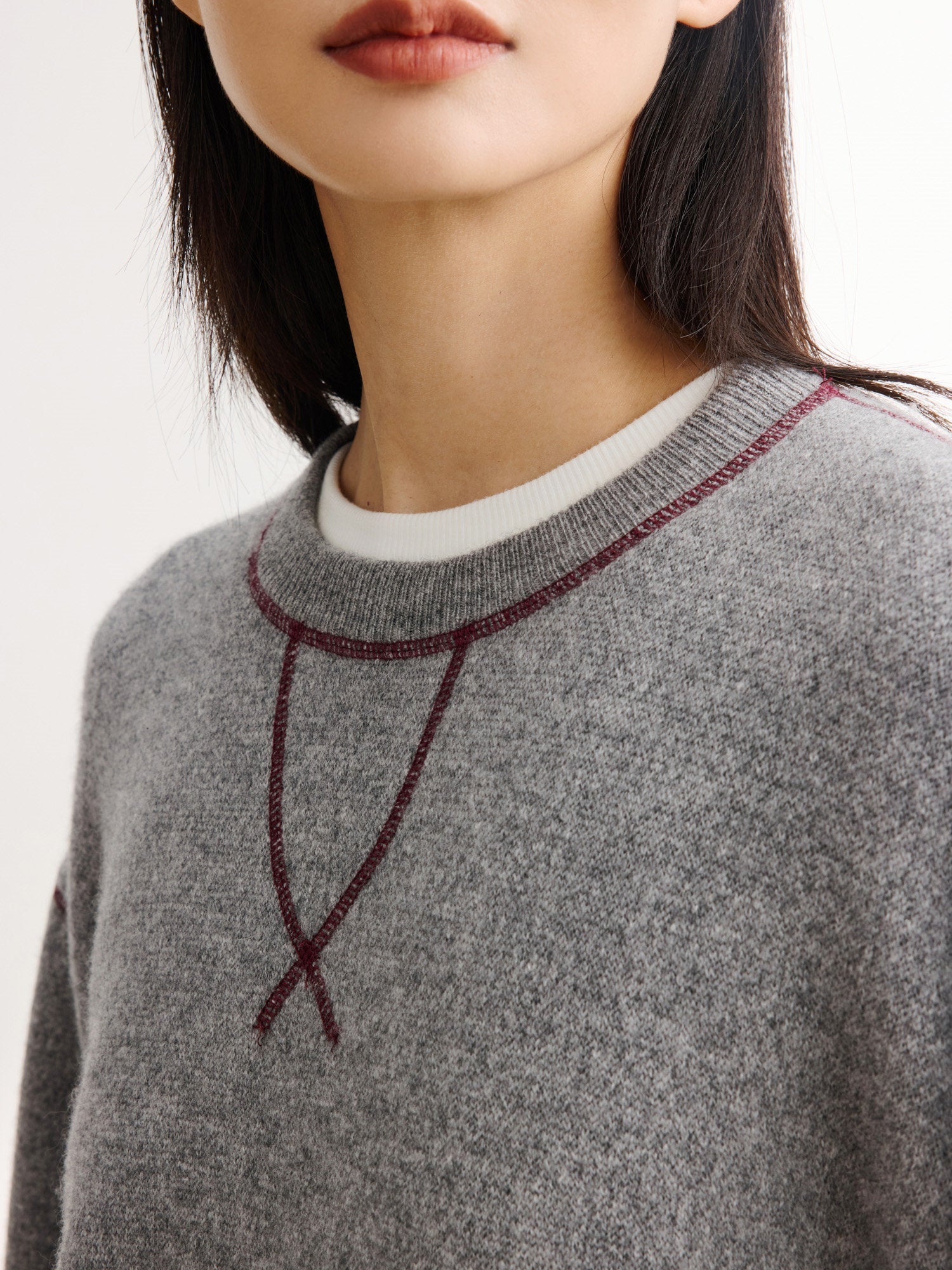Boxy Round Neck Sweatshirt | Grey