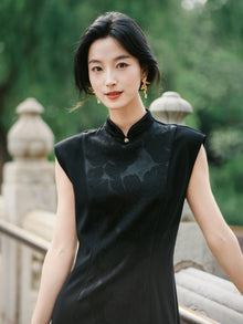 Embroidered Chinese Style Neo-Chinese Cheongsam Dress | Black