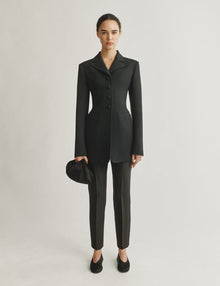 Womens | The Marlene Jacket in Structured Wool-Silk | Black