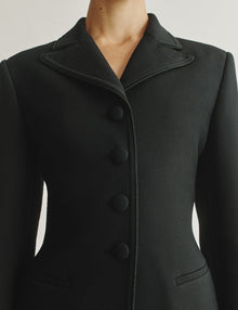 Womens | The Marlene Jacket in Structured Wool-Silk | Black