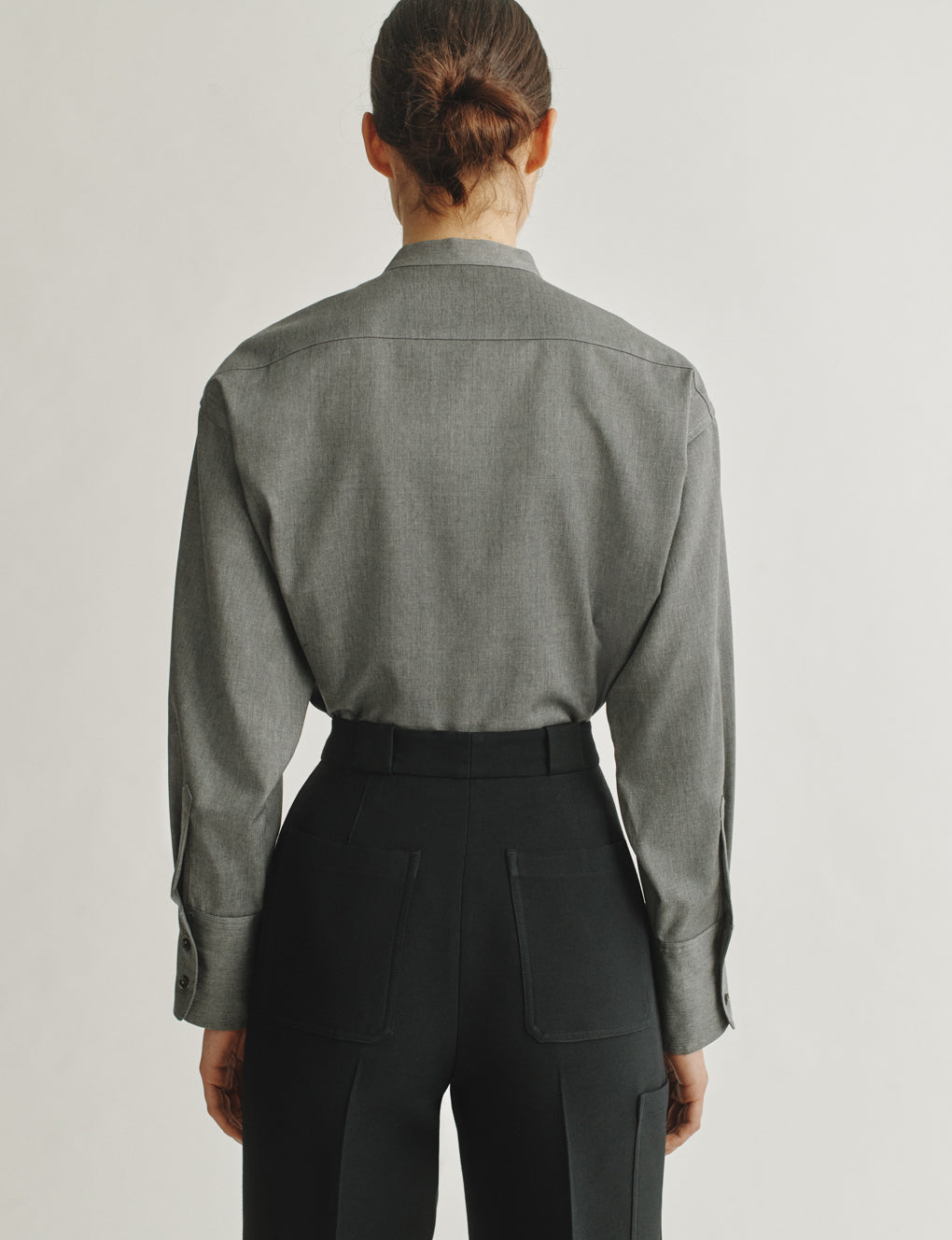 Womens | The Oversized Shirt in Lightweight Melange Wool | Light Grey