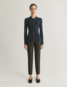 Womens | The Zip-Up Polo in Viscose | Navy