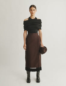 Womens | The Cadence Skirt in Cotton Sateen | Espresso