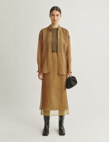 Womens | The Sheer Overlay Skirt in Starched Chiffon | Bronze