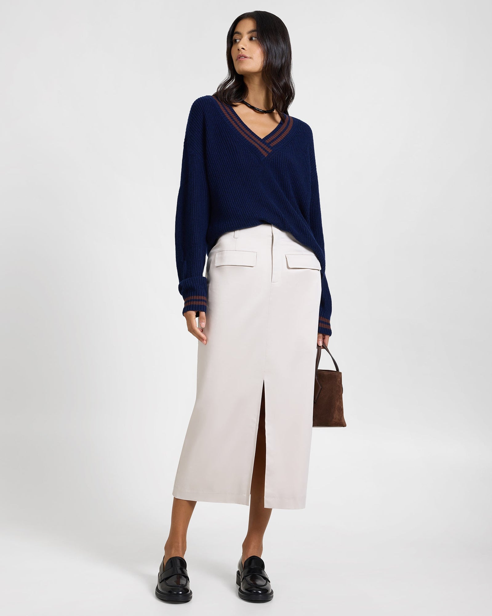 Womens | Front Slit Midi Skirt | Black