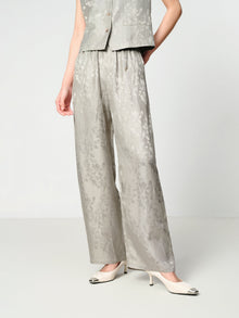 Linen Jacquard Wide-Leg Pants | Grey