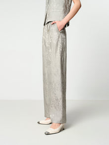 Linen Jacquard Wide-Leg Pants | Grey