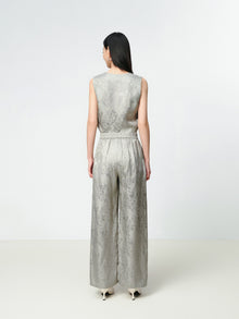 Linen Jacquard Wide-Leg Pants | Grey
